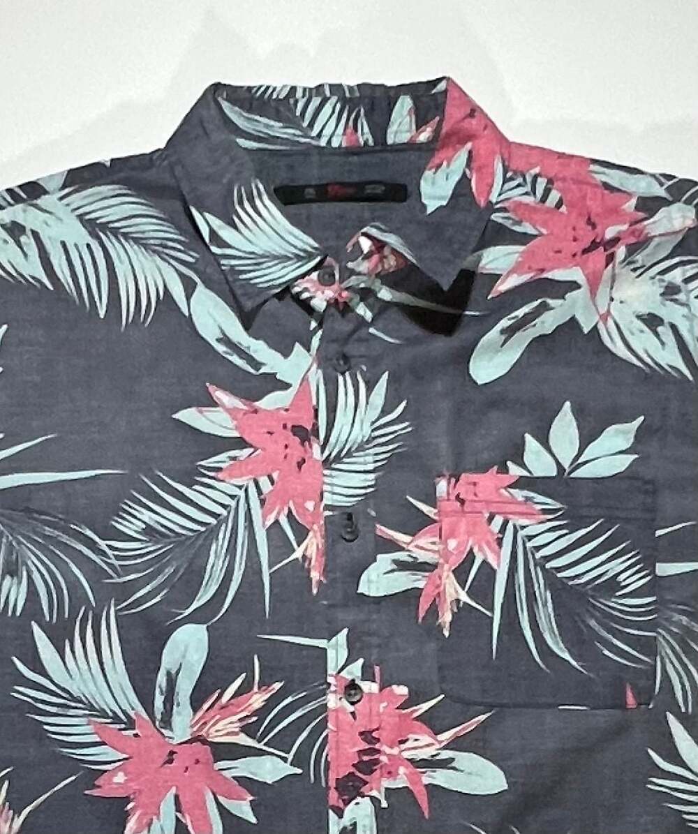 Stoic Men's XXL Floral Tropical Palm Leaf Short Sleeve Button Up Shirt